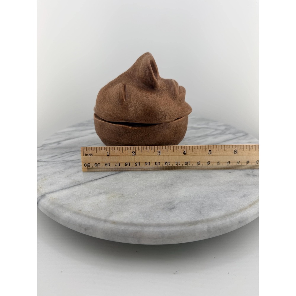 Vintage Studio Pottery Face Jar With Lid Nose Pot Whimsical Surrealist Brutalist - Picture 13 of 17